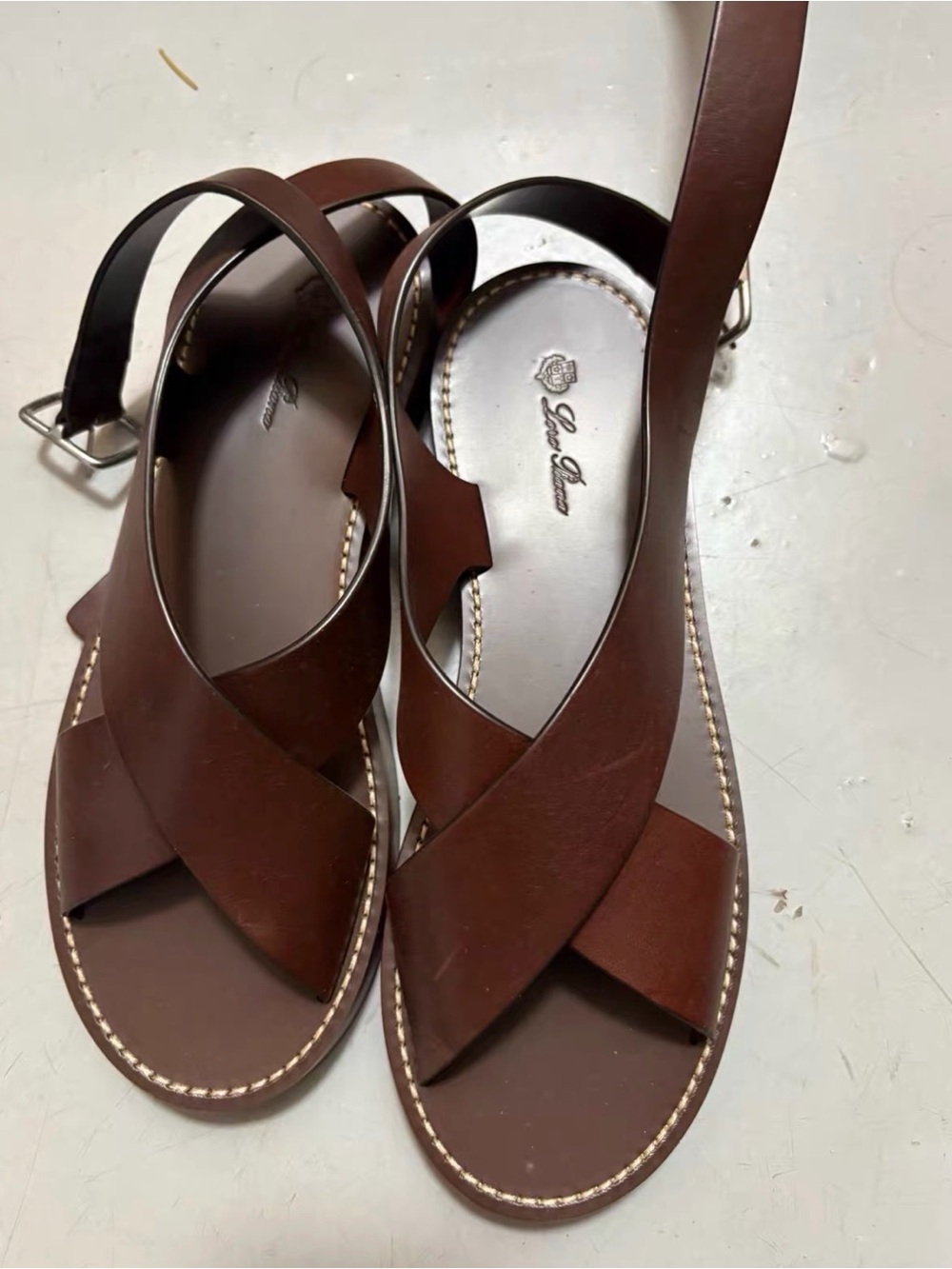 Loro Piana Sumie Cross Brown Sandal 37